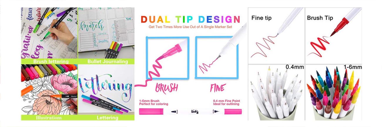 Dual tips brush pen